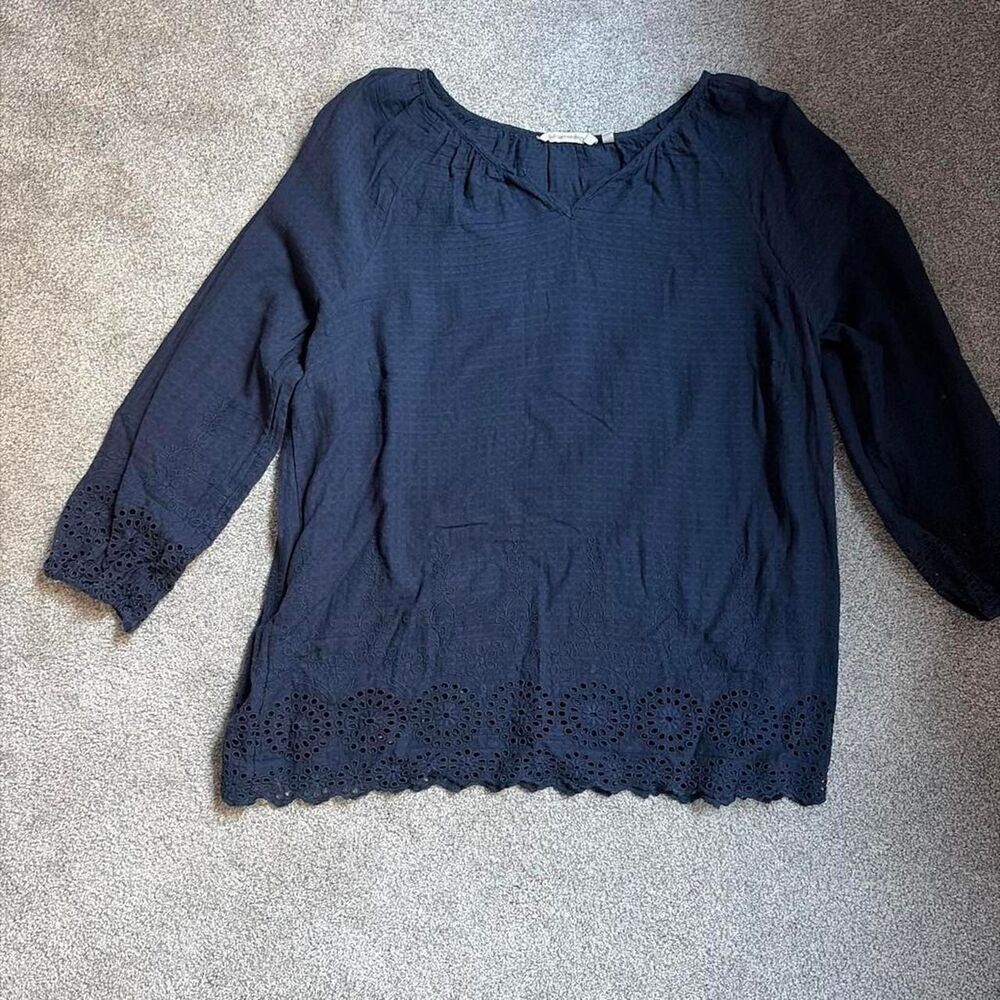 Soft-surroundings Women's Navy and Black Blouse